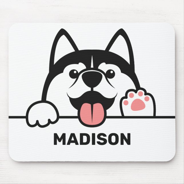 Cute Siberian Husky custom name Mouse Pad (Front)