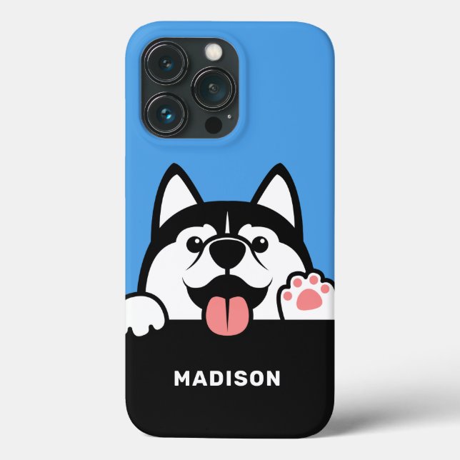 Cute Siberian Husky custom name phone cases (Back)
