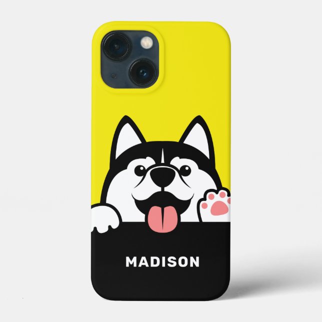 Cute Siberian Husky custom name phone cases (Back)