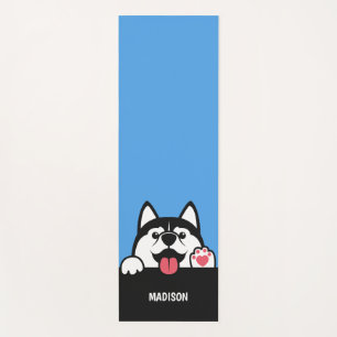 Cute Siberian Husky custom name Yoga Mat