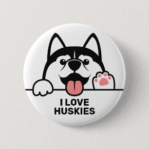 Cute Siberian Husky custom text buttons