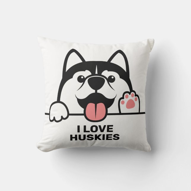 Cute Siberian Husky custom text Cushion (Front)