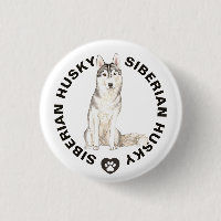 Cute Siberian Husky Dog Breed Watercolors