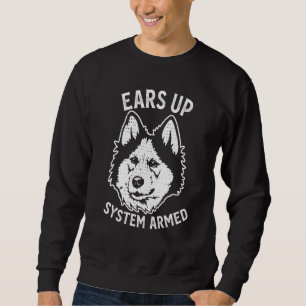 Cute Siberian Husky Dog Ears Up Puppy   Sweatshirt