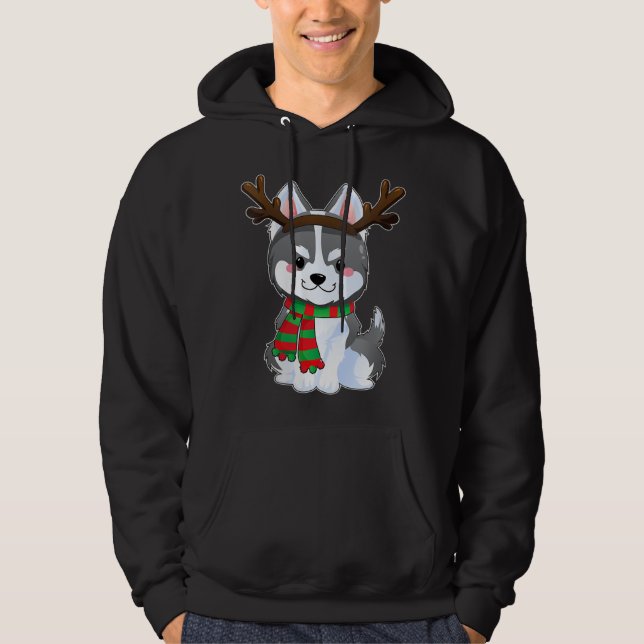 Cute Siberian Husky Dog Gifts Funny Christmas Xmas Hoodie (Front)