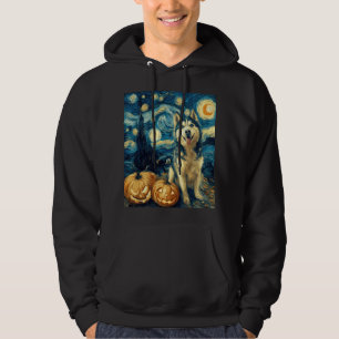 Cute Siberian Husky Dog Halloween Jack O Lantern P Hoodie