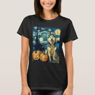 Cute Siberian Husky Dog Halloween Jack O Lantern P T-Shirt