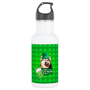 Cute Siberian Husky Dog Hat St. Patrick's Day 532 Ml Water Bottle
