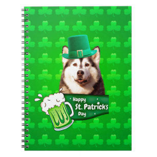 Cute Siberian Husky Dog Hat St. Patrick's Day Notebook