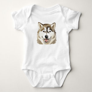 Cute Siberian Husky Dog Wolf Funny huskies Dog Baby Bodysuit
