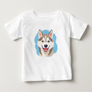 Cute Siberian Husky Dog Wolf Funny huskies Dog DAD Baby T-Shirt
