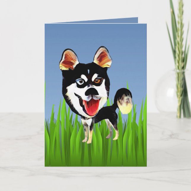 Cute Siberian Husky Greeting Card (Front)