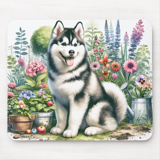 Cute Siberian Husky Mouse Pad (Front)