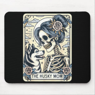 Cute Siberian Husky Mum Tarot Card Skeleton Husky Mouse Pad