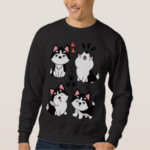 Cute Siberian Husky Pomsky  Black Sweatshirt