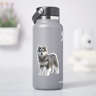 Cute Siberian Husky Puppy 3D Realistic Die-Cut Sti