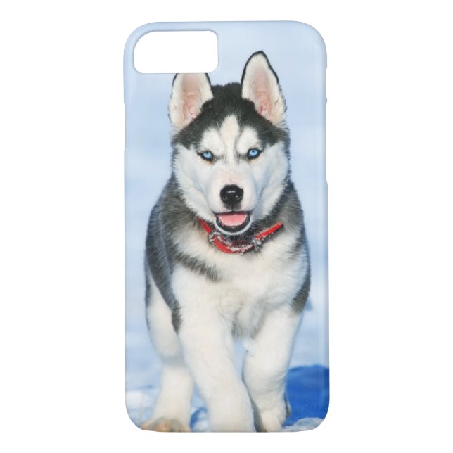 Cute Siberian Husky Puppy Dog in the Snow Case-Mate iPhone Case (Back)