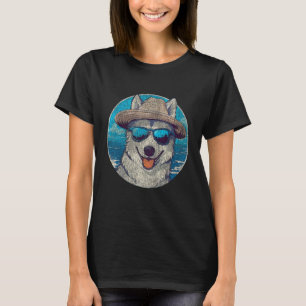 Cute Siberian Husky Wearing Sunglasses and Hat T-Shirt