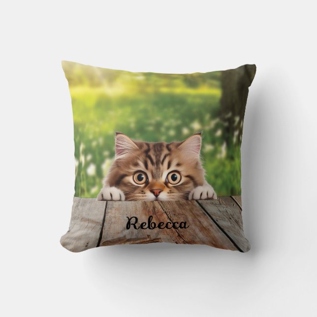 Cute Siberian Peek Cat Cushion (Front)