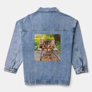 Cute Siberian Peek Cat Denim Jacket