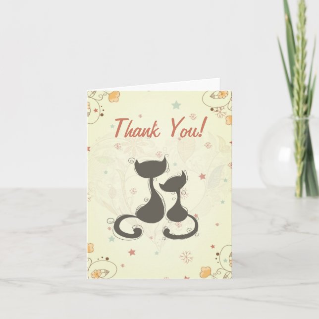 Cute Silhouette Cats Thank You Card (Front)