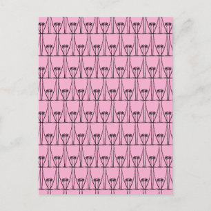 Cute Silhouette Coconut Trees Pink Holiday Postcard