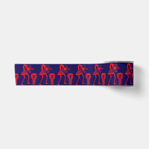 Cute Silhouette, Happy Dance Blue Satin Ribbon
