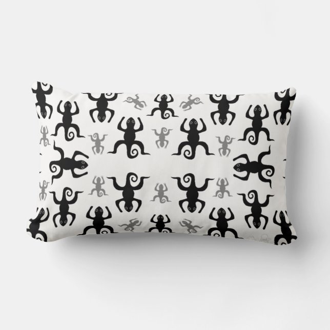 Cute Silhouette Lizard Pattern Lumbar Cushion (Front)