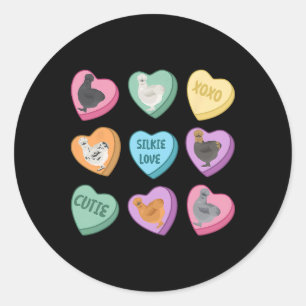 Cute Silkie Chicken Heart Candy Valentine Day Farm Classic Round Sticker