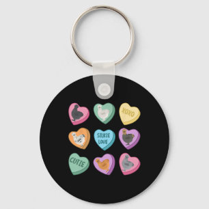 Cute Silkie Chicken Heart Candy Valentine Day Farm Key Ring