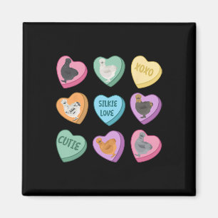 Cute Silkie Chicken Heart Candy Valentine Day Farm Magnet