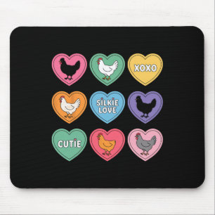 Cute Silkie Chicken Heart Candy Valentine Farm Ani Mouse Pad