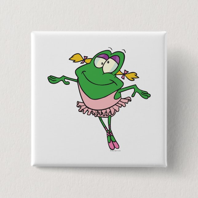 cute silly ballerina ballet froggy frog 15 cm square badge (Front)