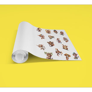 Cute Silly Funny Monkey Watercolor Pattern Wallpaper