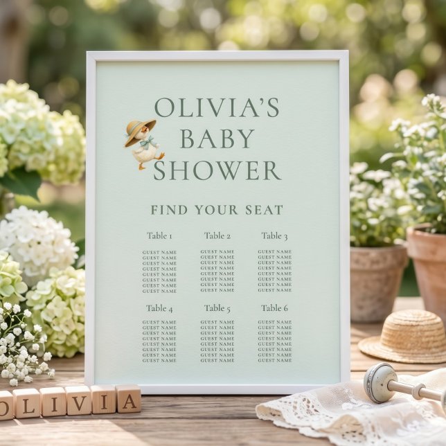 Cute Silly Goose 6 Table Seating Chart Baby Shower (Creator Uploaded)