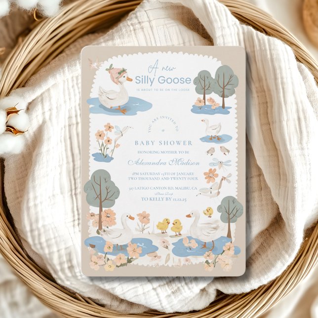 Cute  Silly Goose Baby Shower  Invitation (Creator Uploaded)