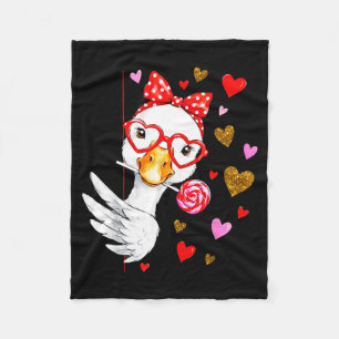 Cute Silly Goose Coquette Bow Valentine's Day Men Fleece Blanket