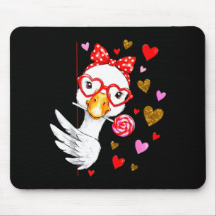 Cute Silly Goose Coquette Bow Valentines Day Men W Mouse Pad
