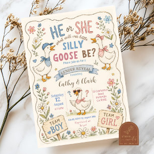 Cute Silly Goose Gender Reveal Invitation