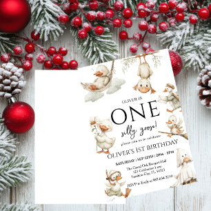 cute Silly Goose ,One Silly Goose 1st Party Invitation