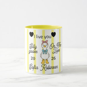 Cute Silly Goose Pink Stripe Personalised Mug