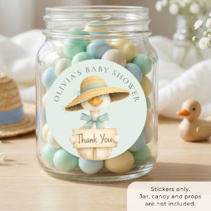 Cute Silly Goose Sage Thank You Baby Shower Classic Round Sticker