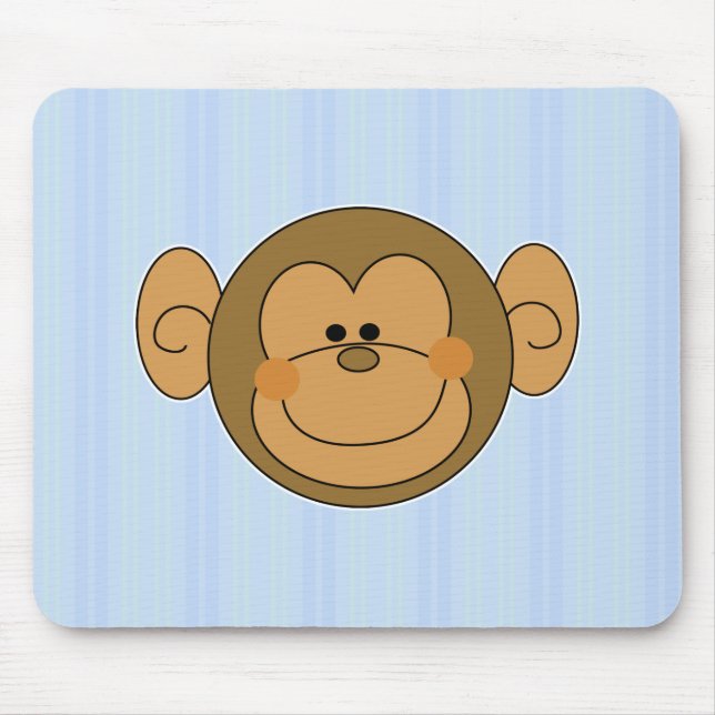 Cute Silly Monkey Face Mouse Pad (Front)