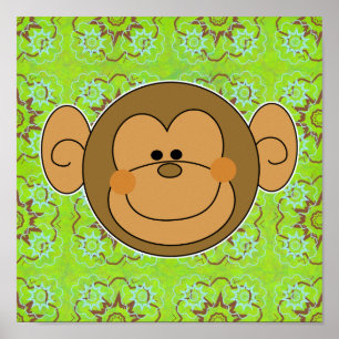 Cute Silly Monkey Face Poster