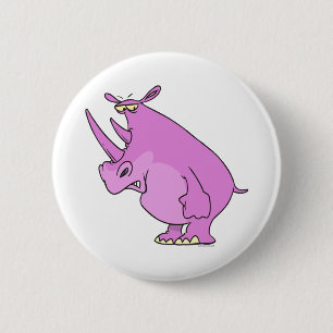 cute silly pink rhino rhinoceros cartoon 6 cm round badge