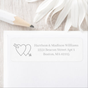 Cute silver arrow hearts custom elegant wedding return address label
