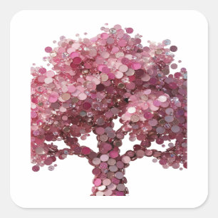 Cute Silver BREAST CANCER AWARENESS TREE Label