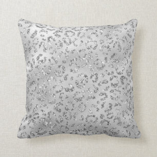 Cute Silver Cheetah Leopard Skin Print Pattern Cushion