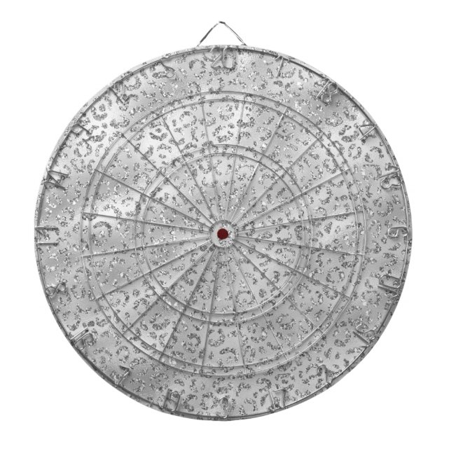 Cute Silver Cheetah Leopard Skin Print Pattern Dartboard (Front)