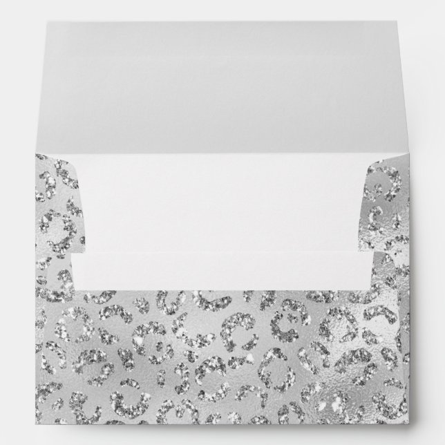 Cute Silver Cheetah Leopard Skin Print Pattern Envelope (Back (Bottom))